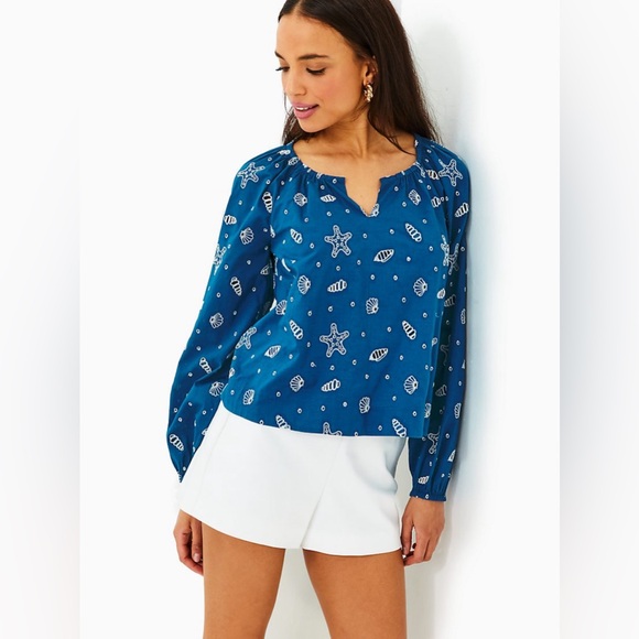 NWT Lilly Pulitzer Maisha Long Sleeve Eyelet – Shell Collector Embroidery - Picture 3 of 4